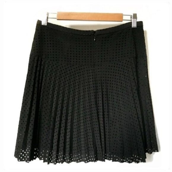 J. Crew Black pleated mini skirt in a technical laser-cut fabric. size 2 - Picture 2 of 6